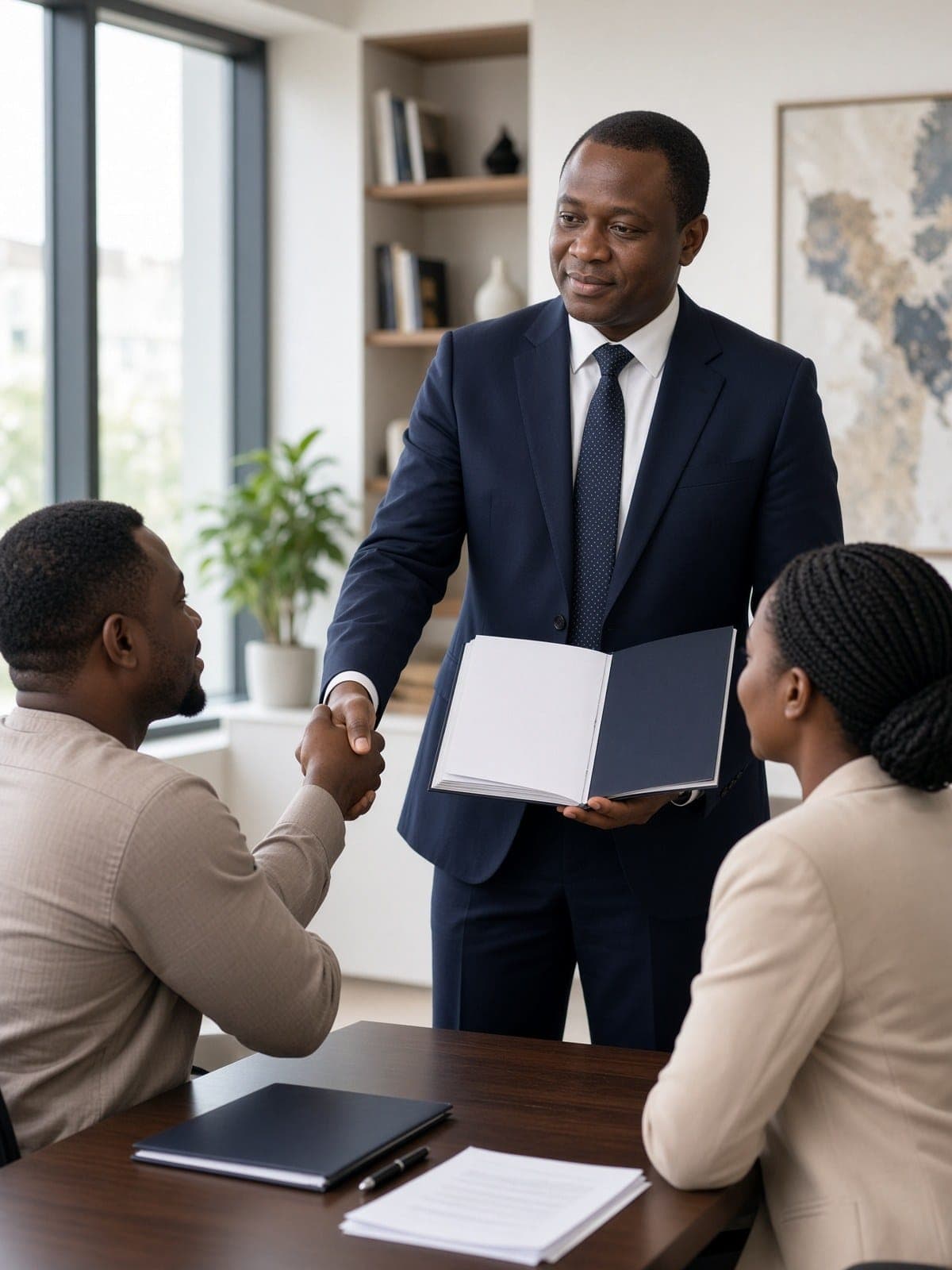 Valuer presenting a report to clients